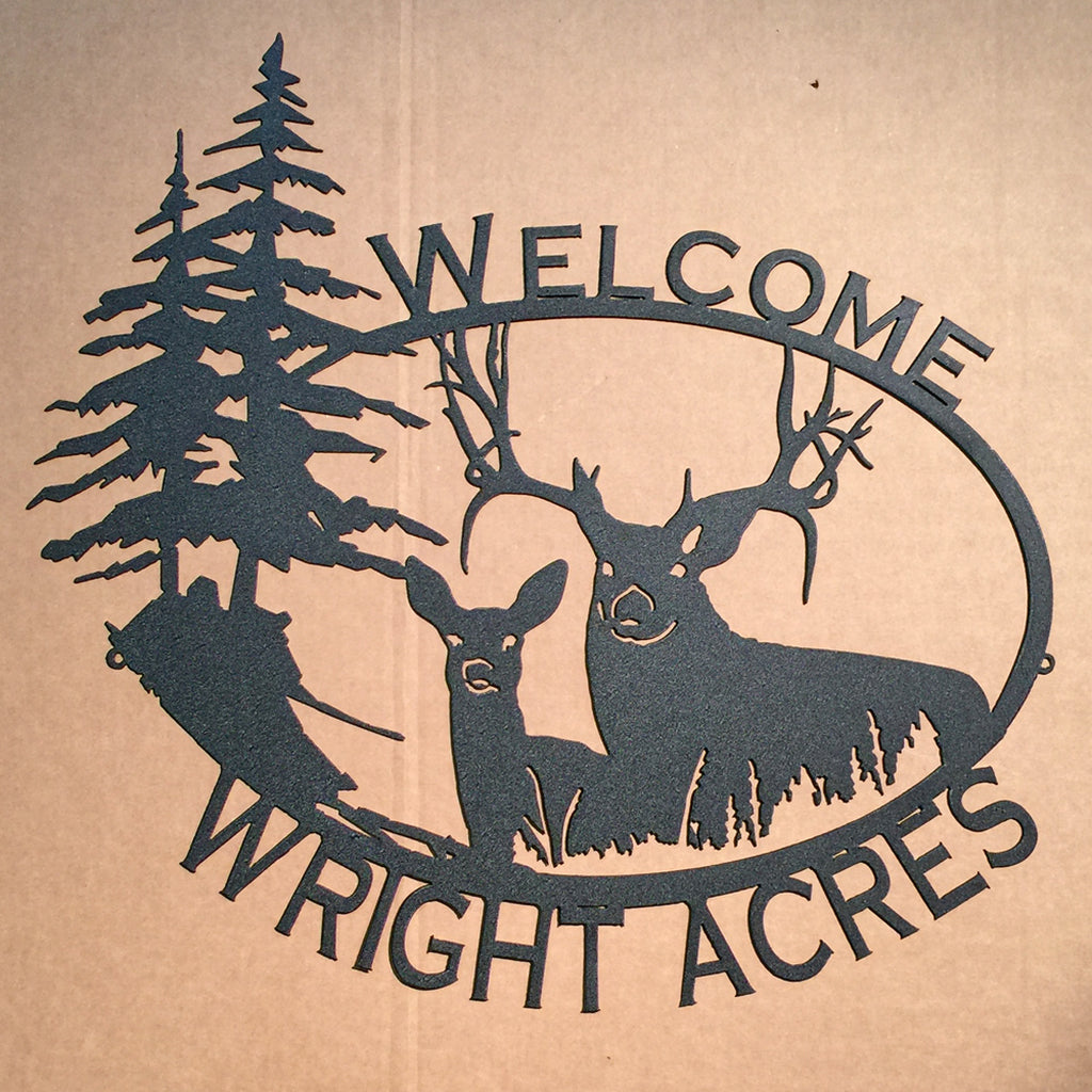 YMskins Personalized Welcome Sign with King & Queen of the Forest Wall Art