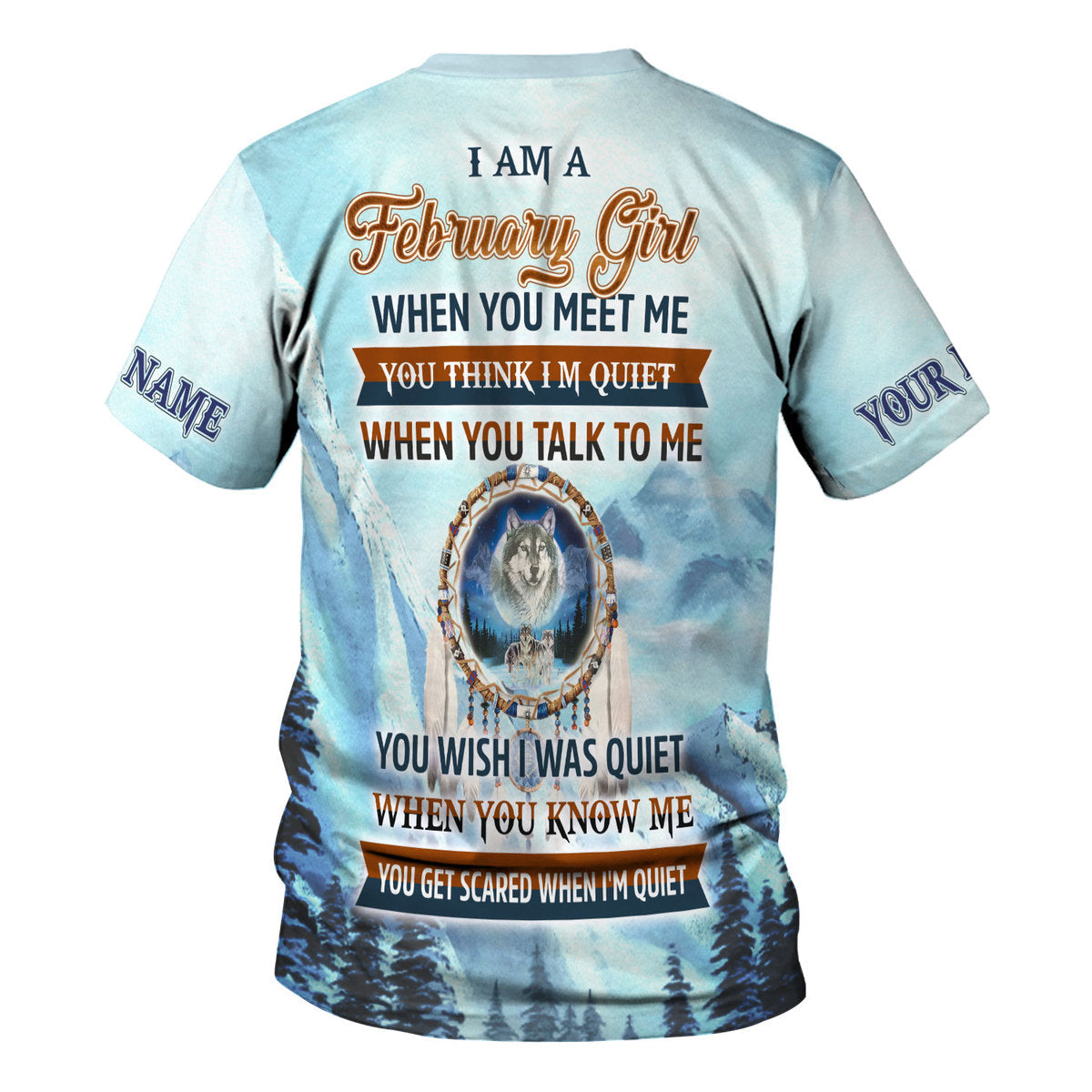 YMskins Personalized T-Shirt I Am A February Girl All Over Printed
