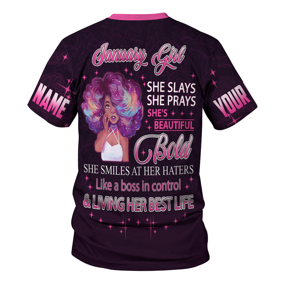 YMskins Personalized Tops January Girl She's Beautiful Bold All Over Printed