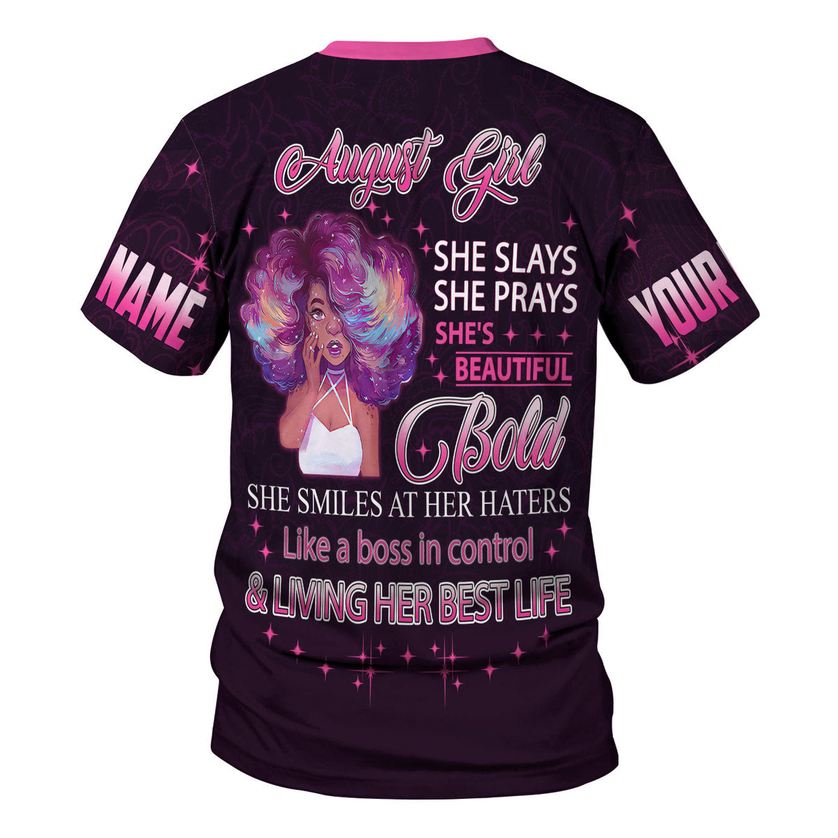YMskins Personalized T-Shirt August Girl She's Beautiful Bold All Over Printed