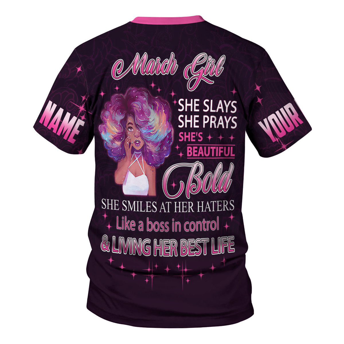 YMskins Personalized Tops March Girl She's Beautiful Bold All Over Printed