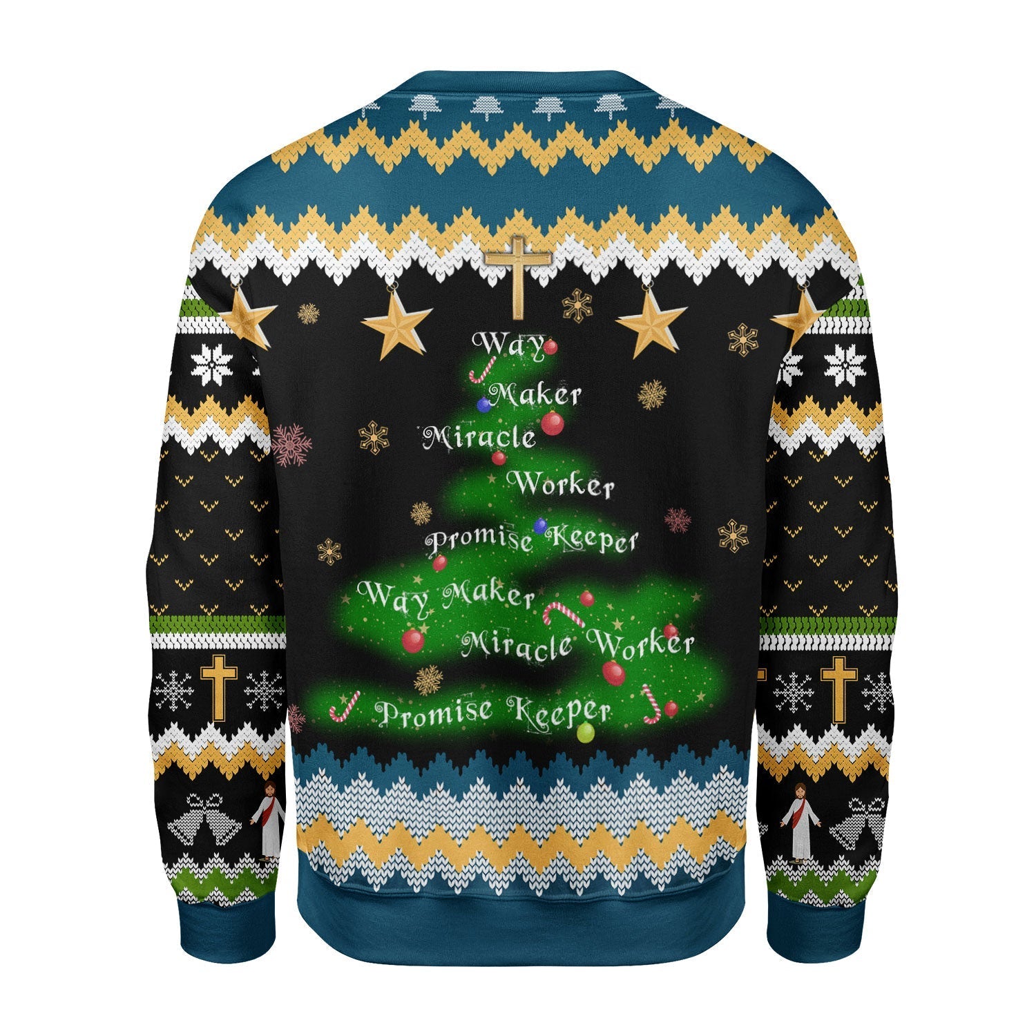 YMskins Christmas Sweater Way Maker Miracle Worker Promise Keeper 3D Apparel