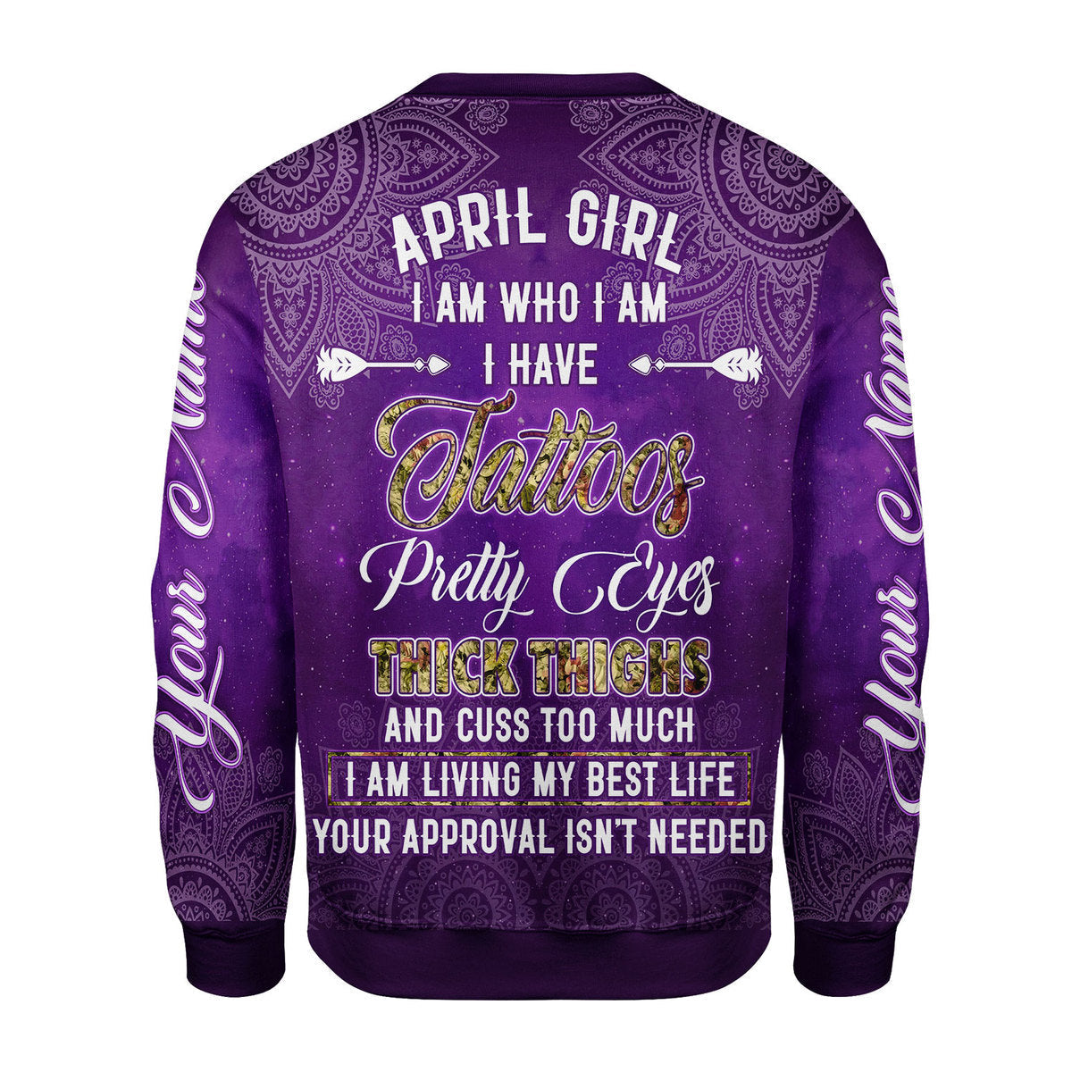 YMskins Personalized Ugly Sweater April Girl I Have Tattoos All Over Printed
