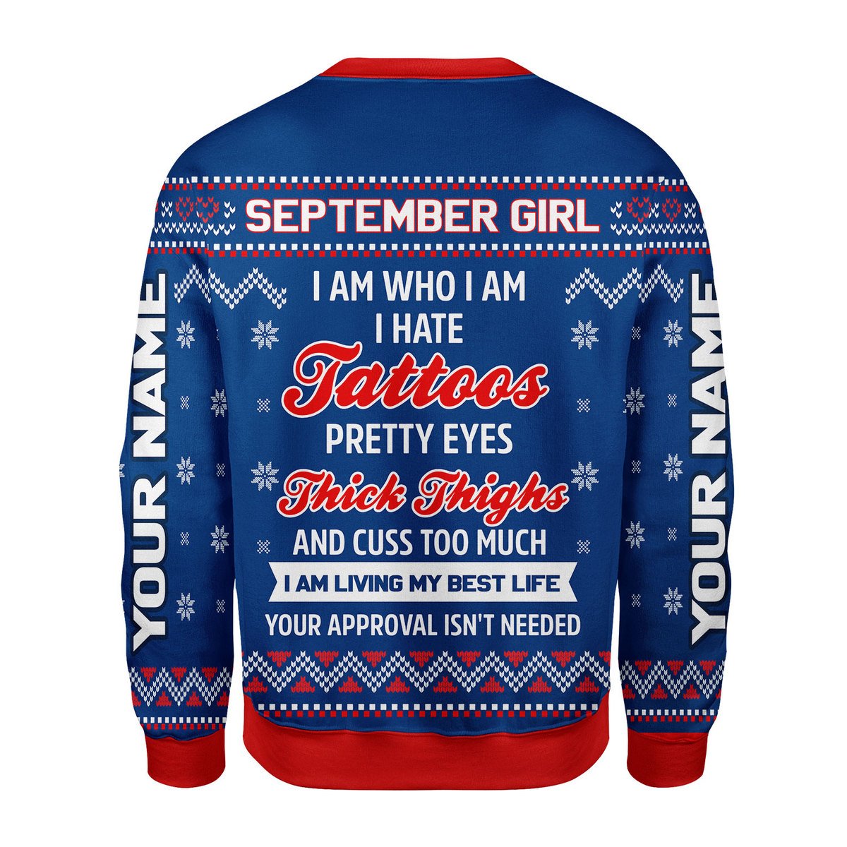 YMskins Personalized Ugly Sweater September Girl I Am Who I Am All Over Printed