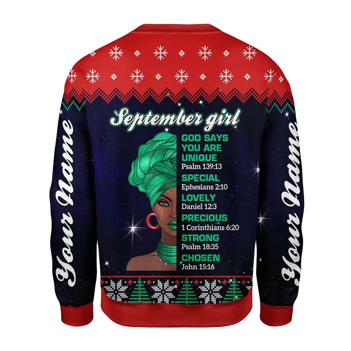 YMskins Personalized Ugly Sweater September Girl All Over Printed
