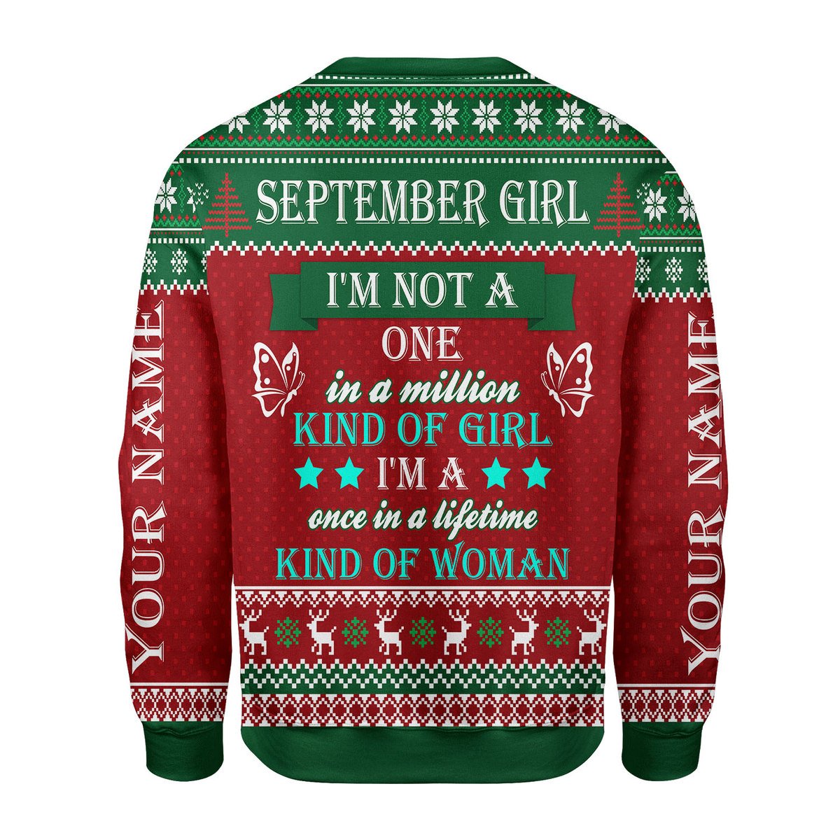 YMskins Personalized Ugly Sweater September Girl All Over Printed