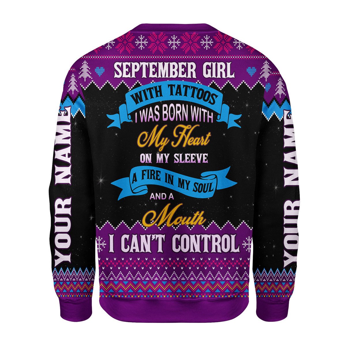 YMskins Personalized Ugly Sweater September Girl All Over Printed