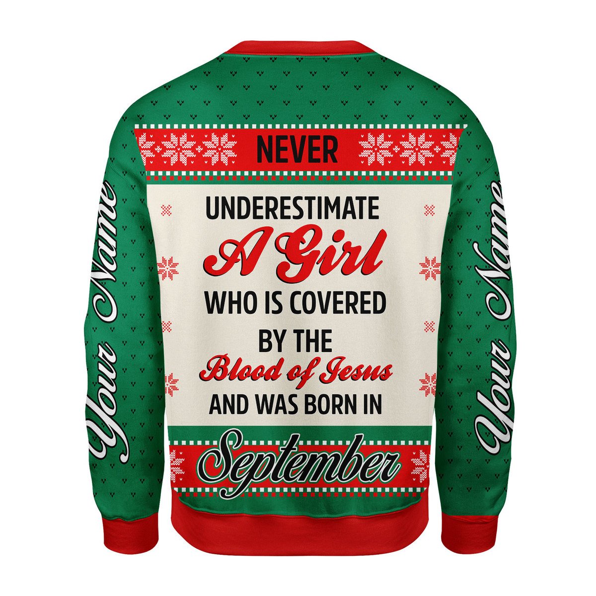 YMskins Personalized Ugly Sweater September Girl All Over Printed