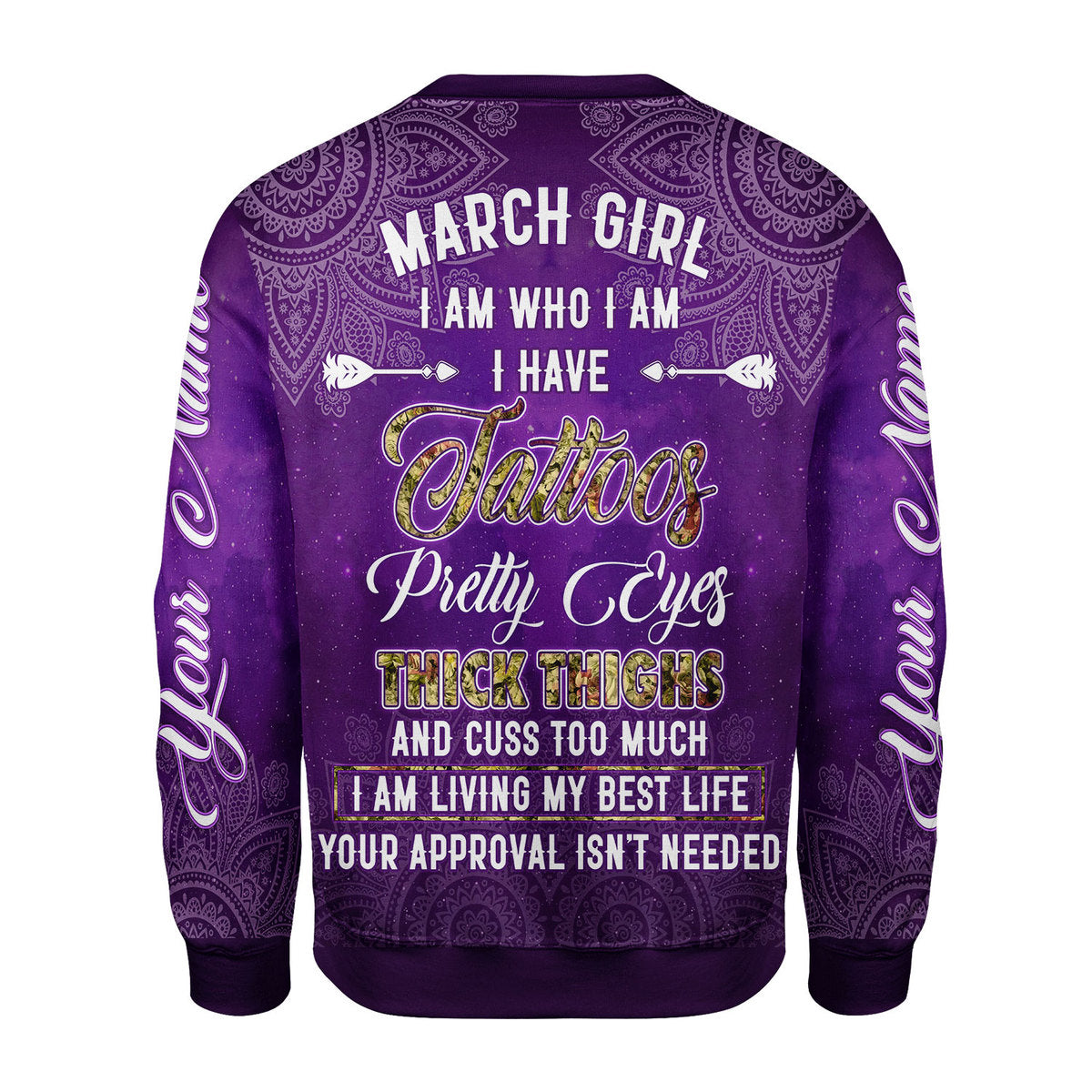 YMskins Personalized Ugly Sweater March Girl I Have Tattoos All Over Printed