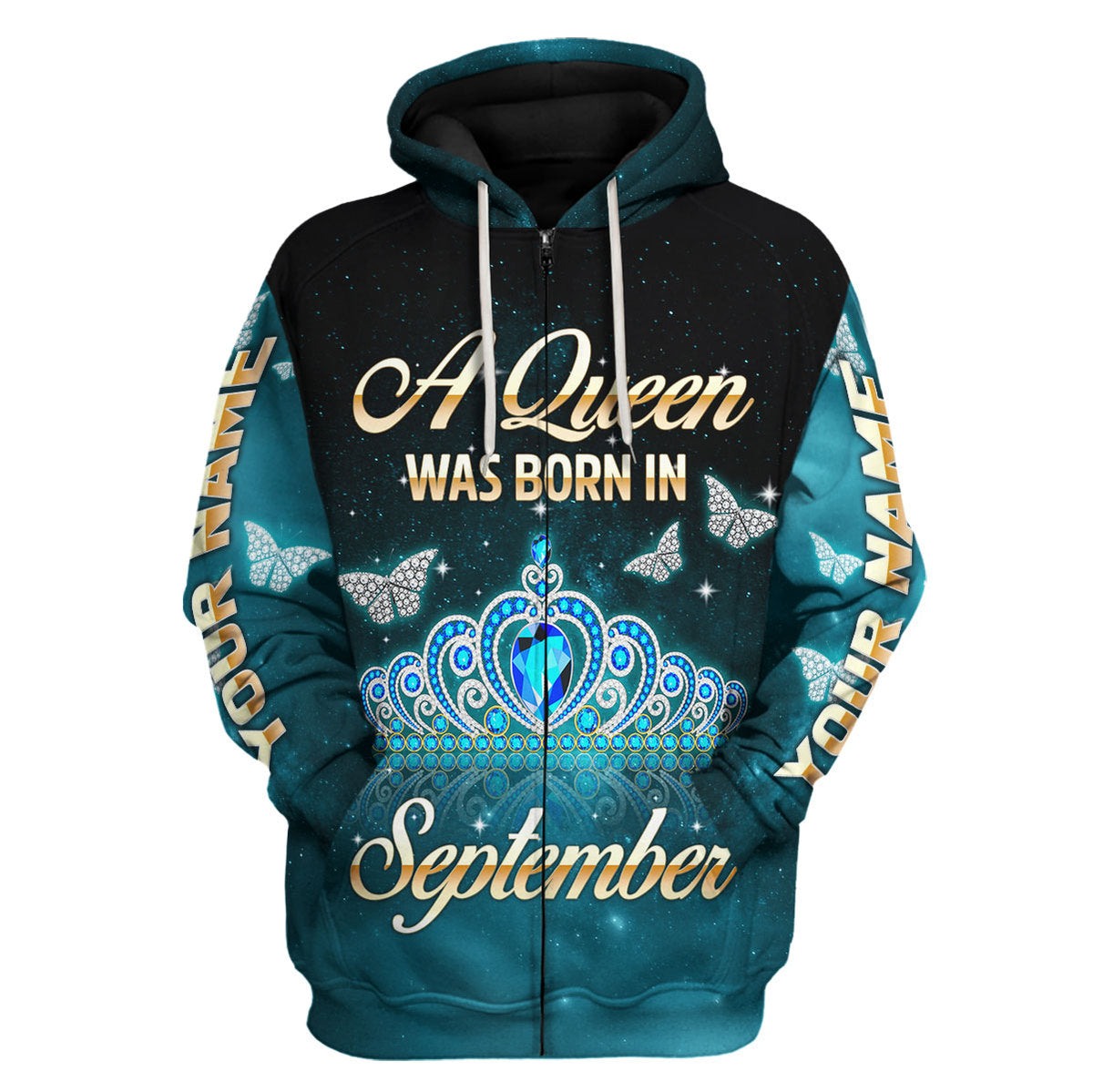 YMskins Personalized Zip Hoodie September Girl All Over Printed