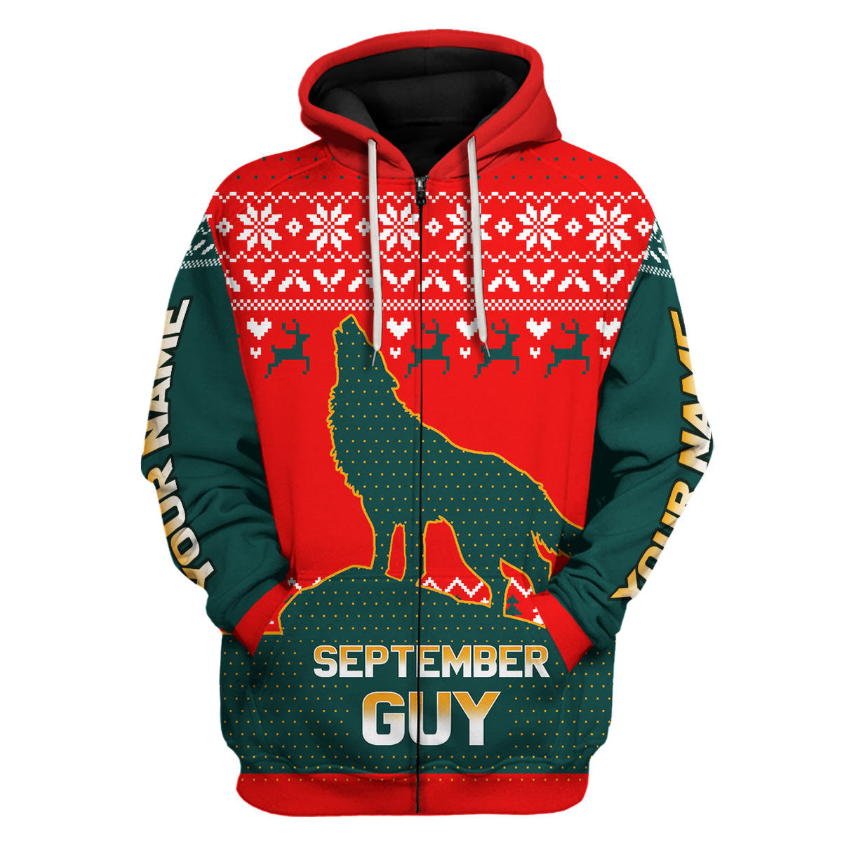 YMskins Personalized Zip Hoodie September Guy All Over Printed