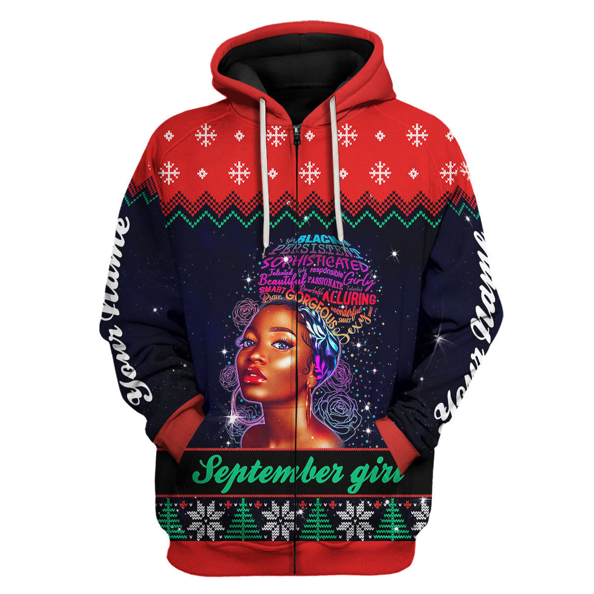 YMskins Personalized Zip Hoodie September Girl All Over Printed