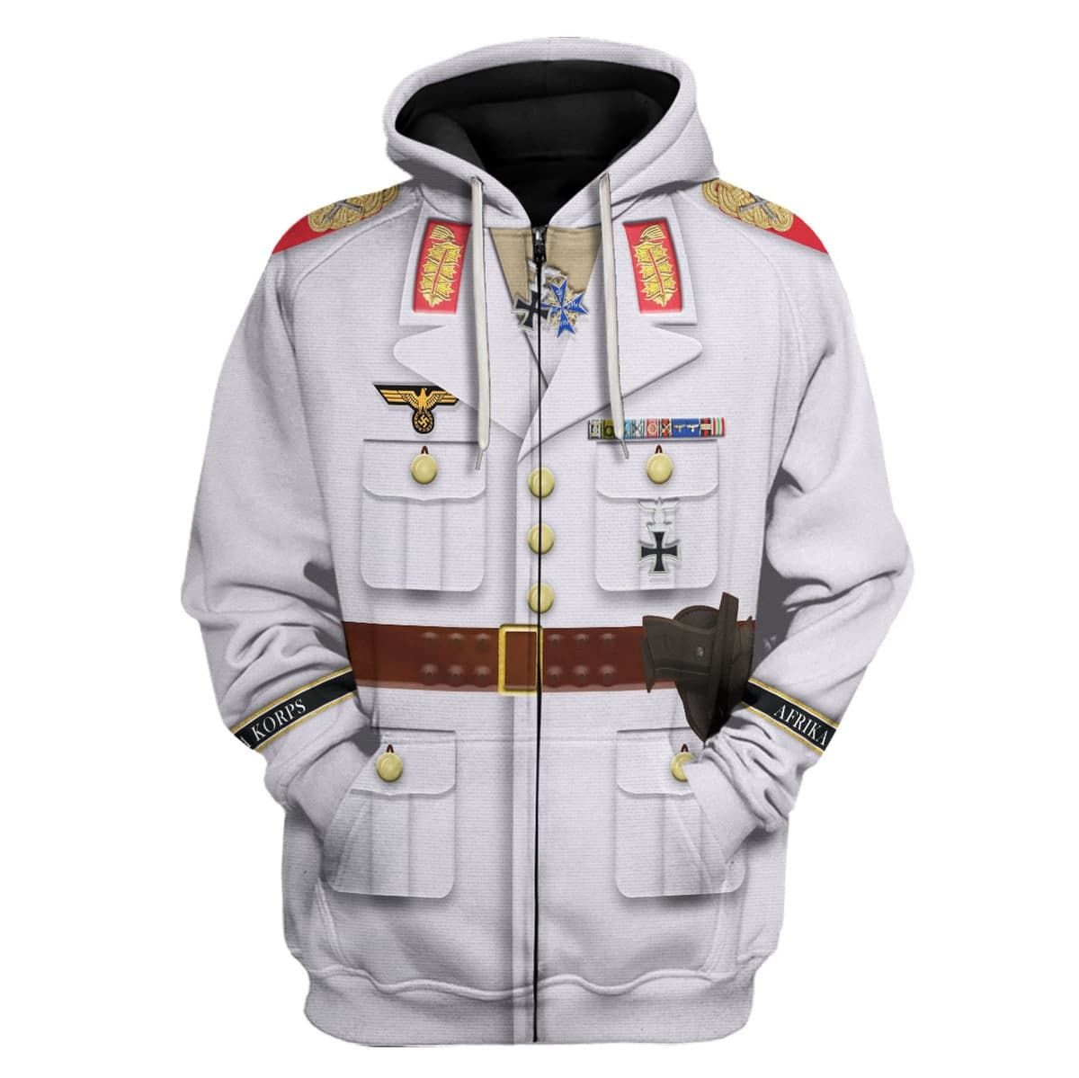 YMskins Erwin Rommel WWII German Soldier Costume Hoodie Sweatshirt T-Shirt Tracksuit