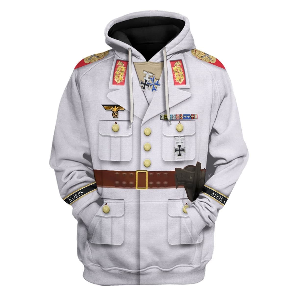 YMskins Erwin Rommel WWII German Soldier Costume Hoodie Sweatshirt T-Shirt Tracksuit