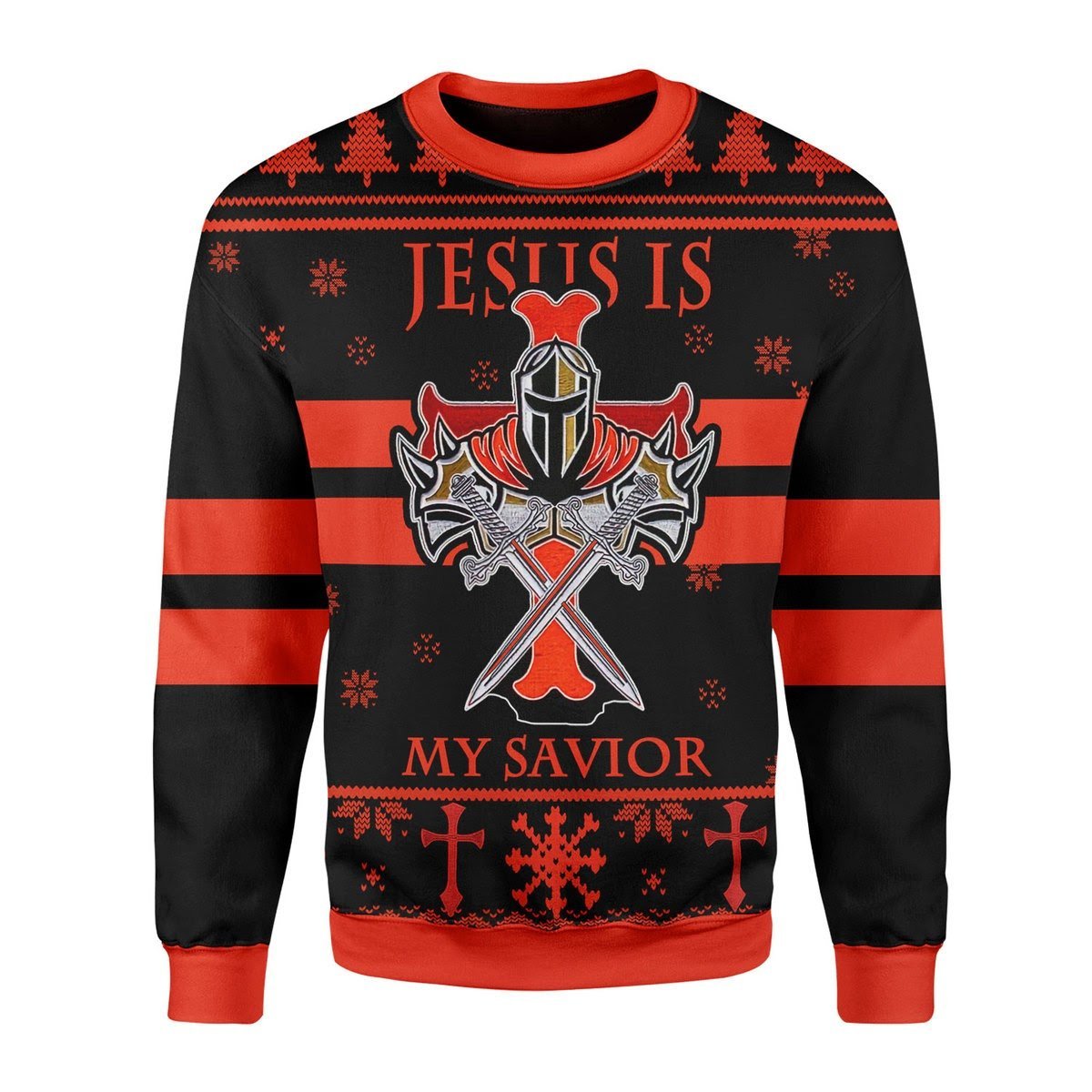 Gearhomies Christmas Unisex Sweater Knight Templar Ugly Christmas 3D Apparel