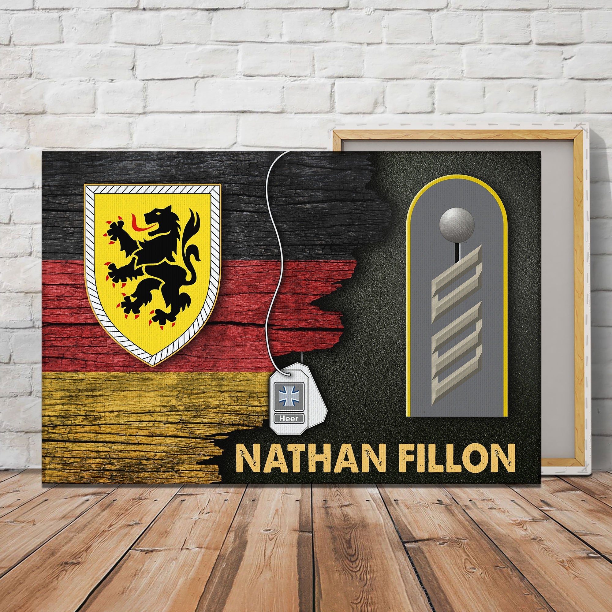 YMskins Lion (Heraldry) German Coat of Arms Heer Half Flag With Military Ranks/Insignia Canvas