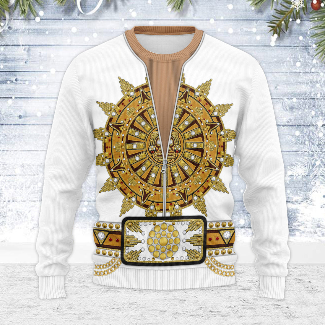 MakerHuman Elvis Sun Dial Christmas Wool Sweater