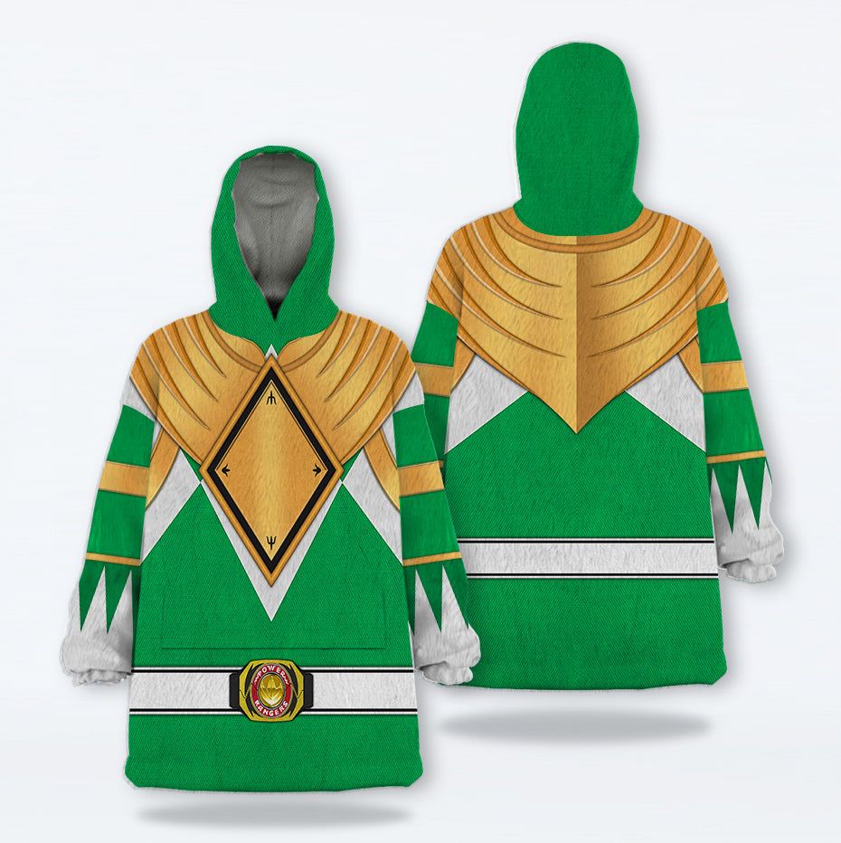 Green Ranger Dragon Shield Over Size Snug Hoodie Fleece One Size
