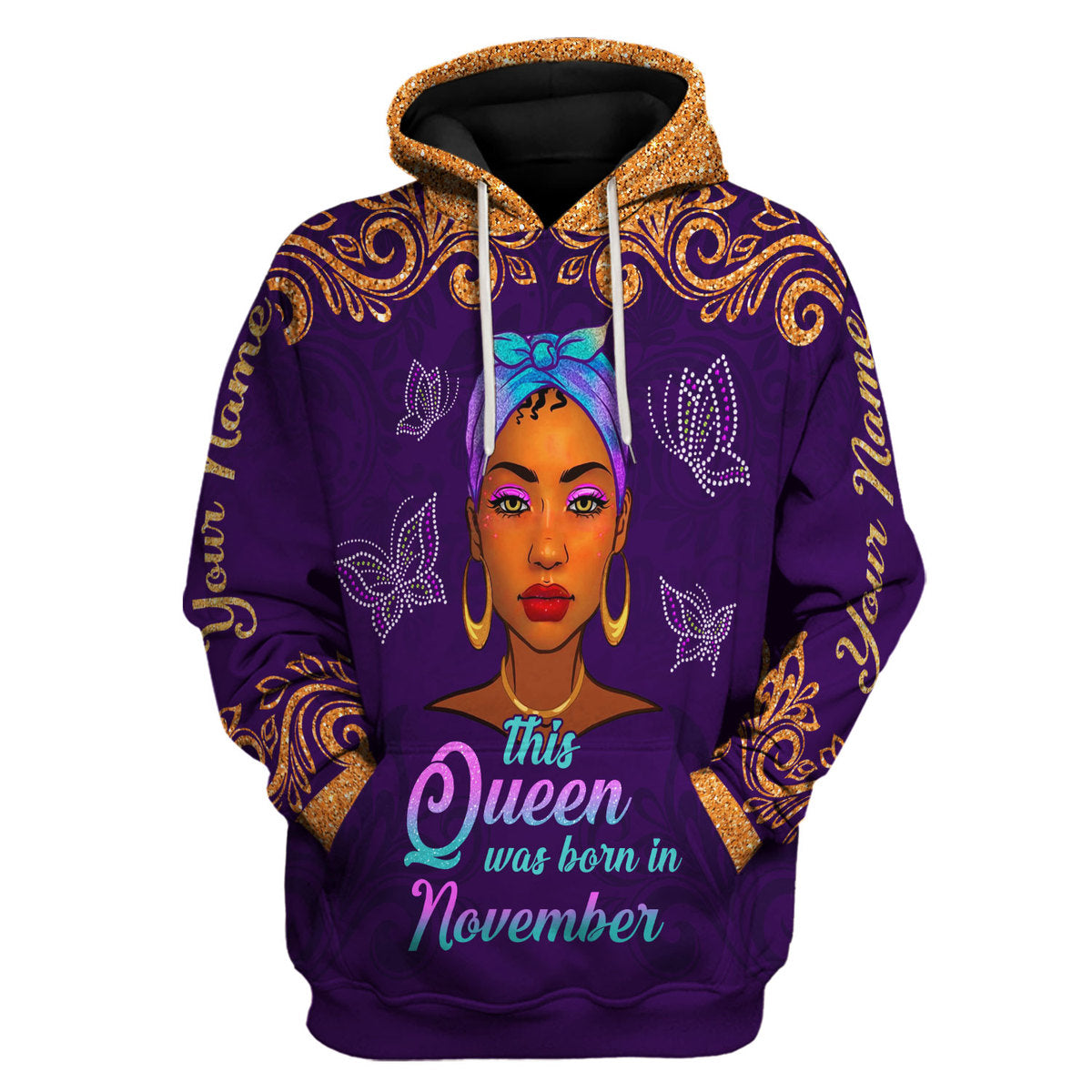 YMskins Personalized Hoodie November Queen All Over Printed
