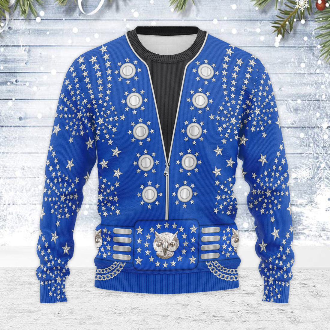 MakerHuman Elvis Owl Christmas Wool Sweater