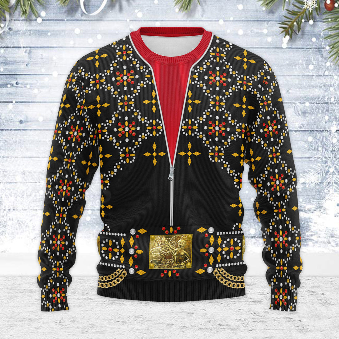 MakerHuman Elvis Black Conquistador Christmas Wool Sweater