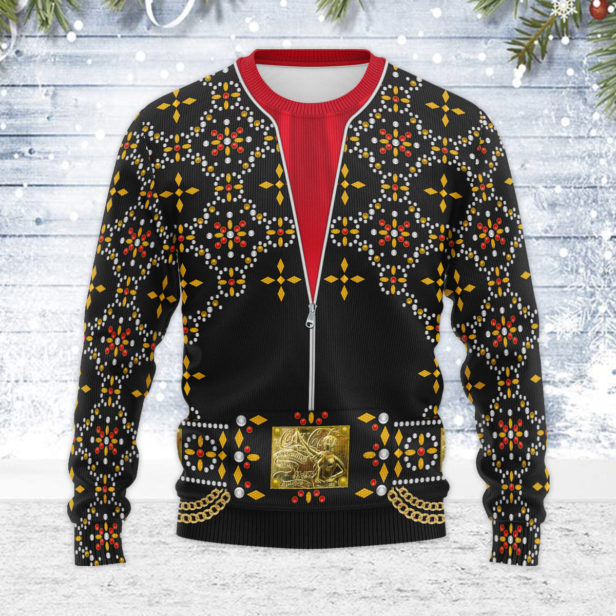 MakerHuman Elvis Black Conquistador Christmas Wool Sweater