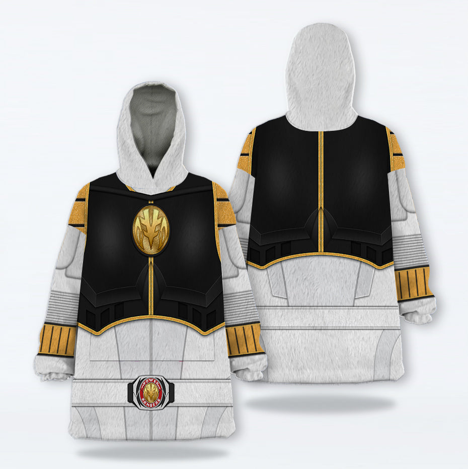 White Ranger Mighty Morphin Over Size Snug Hoodie Fleece One Size