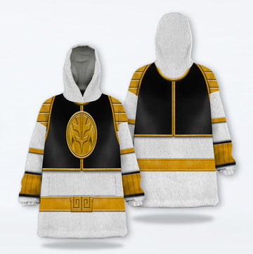 White Ranger Mighty Morphin Over Size Snug Hoodie Fleece One Size