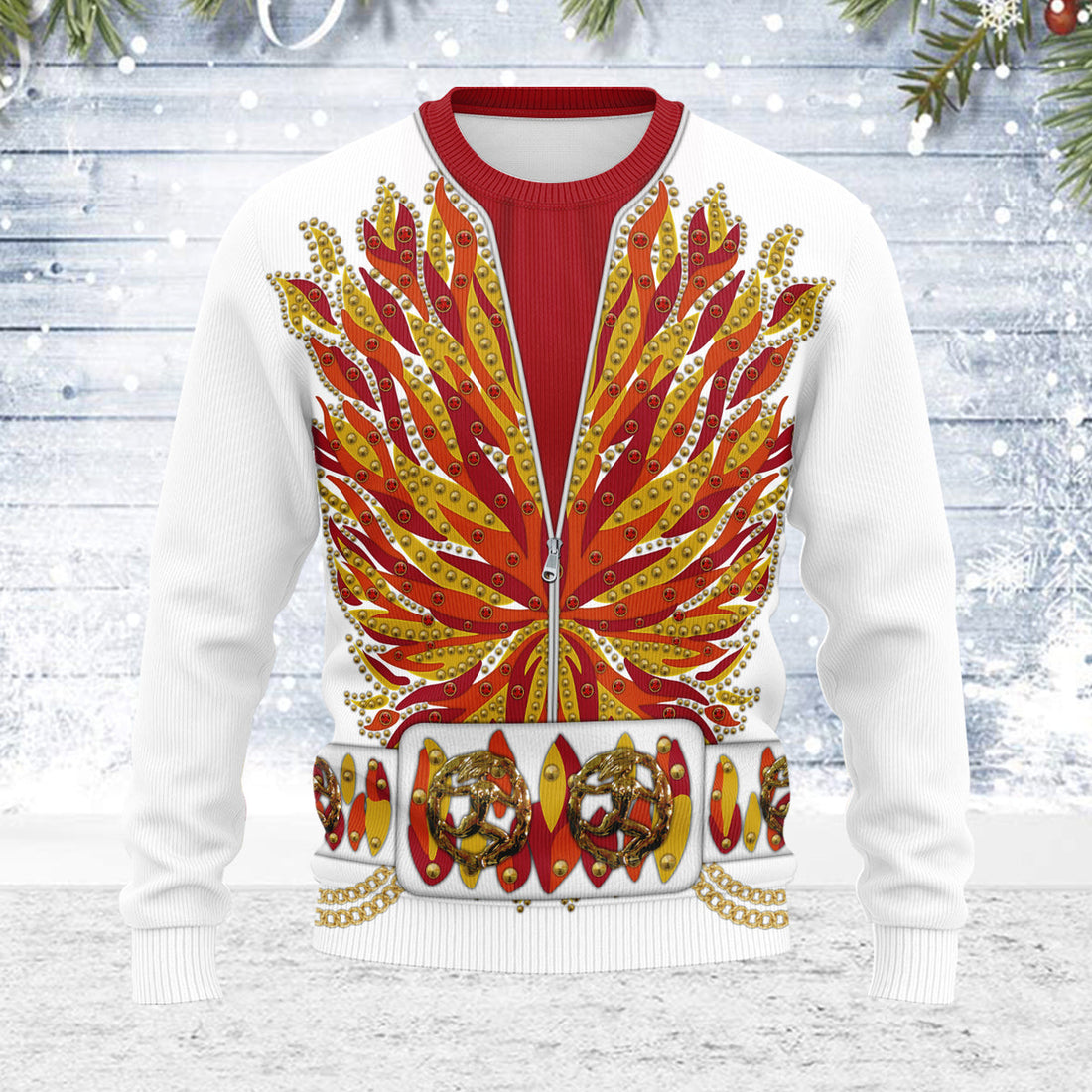 MakerHuman Elvis Flame Christmas Wool Sweater