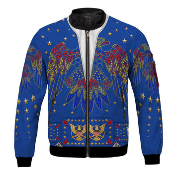 Gearhomie Elvis Eagle Blue Bomber Jacket - Gearhomie.com
