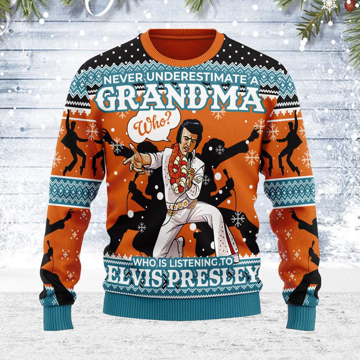 Gearhomie Who is Listening to Elvis Christmas Ugly Sweater - Gearhomie.com