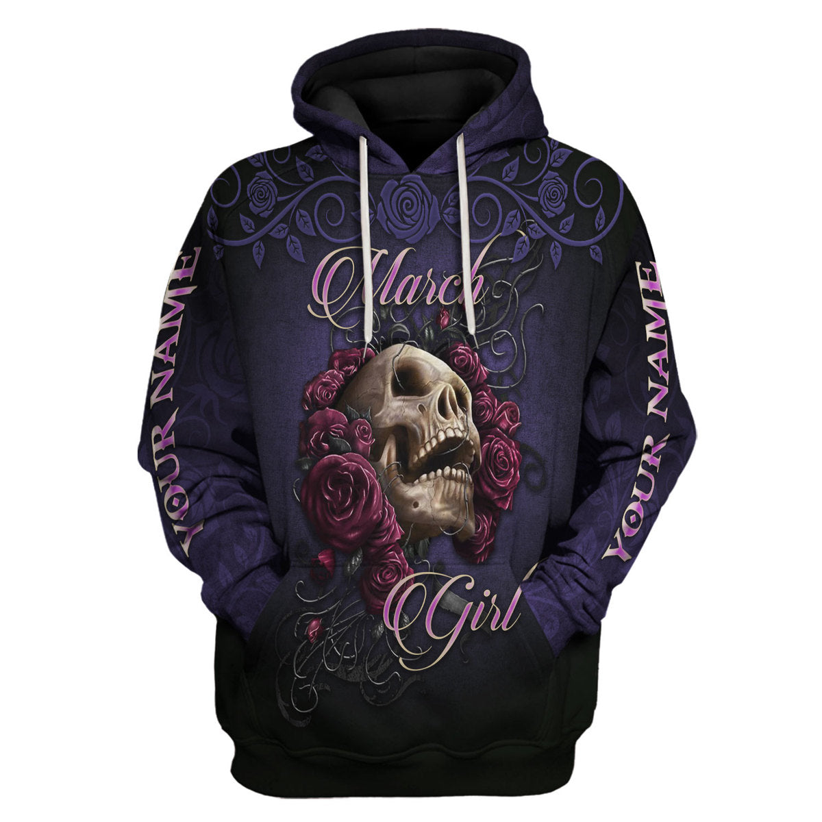 YMskins Personalized Hoodie I'm A March Girl All Over Printed
