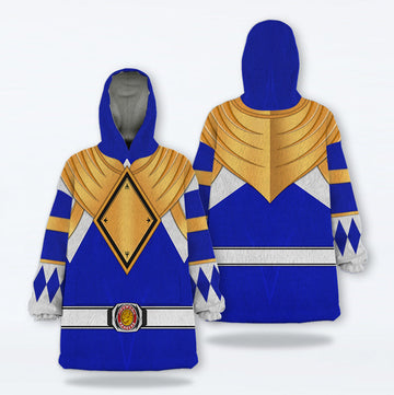 Blue Ranger Dragon Shield Over Size Snug Hoodie Fleece One Size