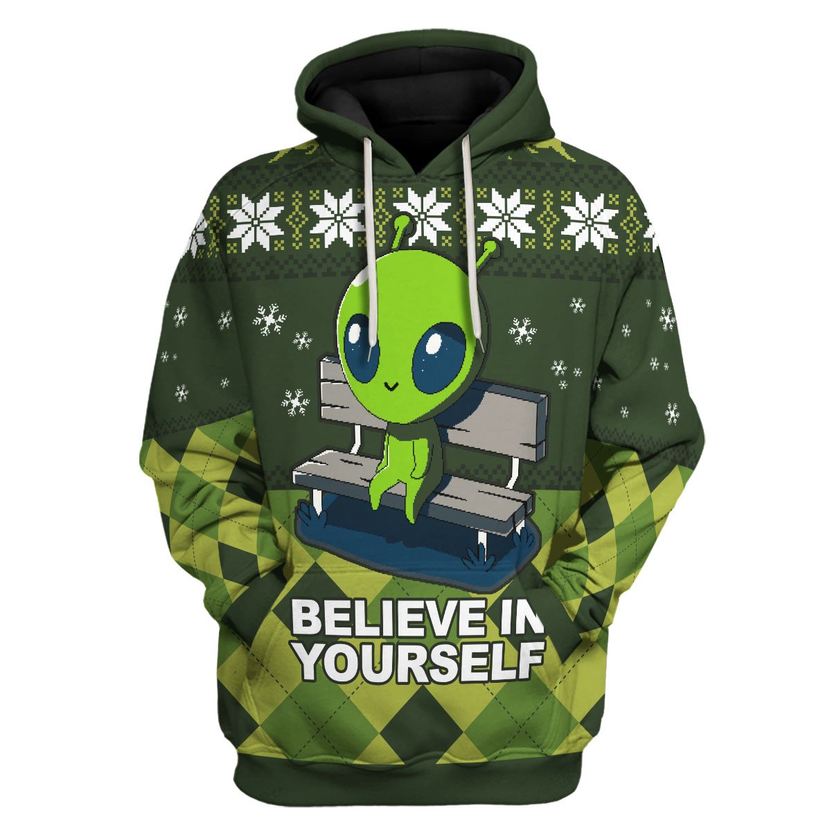 YMskins Tops Pullover Sweatshirt Believe In Yourself Alien 3D Apparel