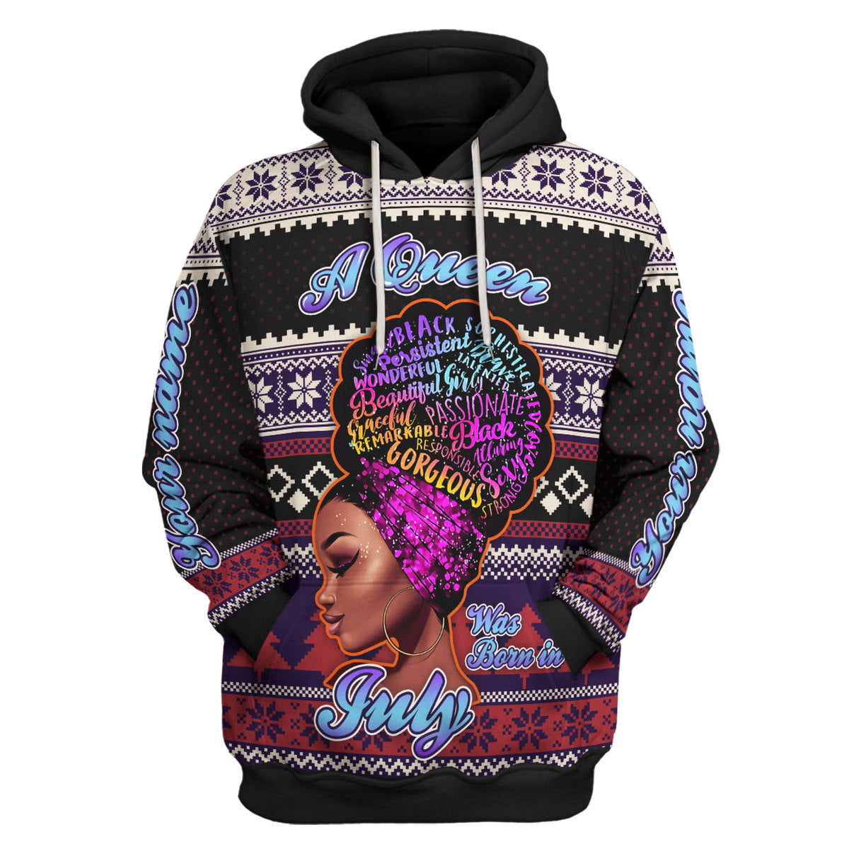 YMskins Personalized Hoodie A Queen Was Born In July All Over Printed