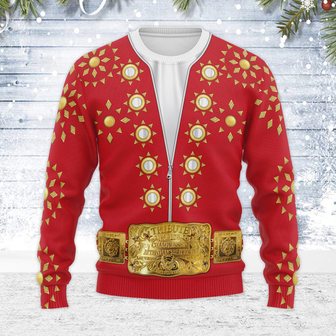 MakerHuman Elvis Burning Love Christmas Wool Sweater