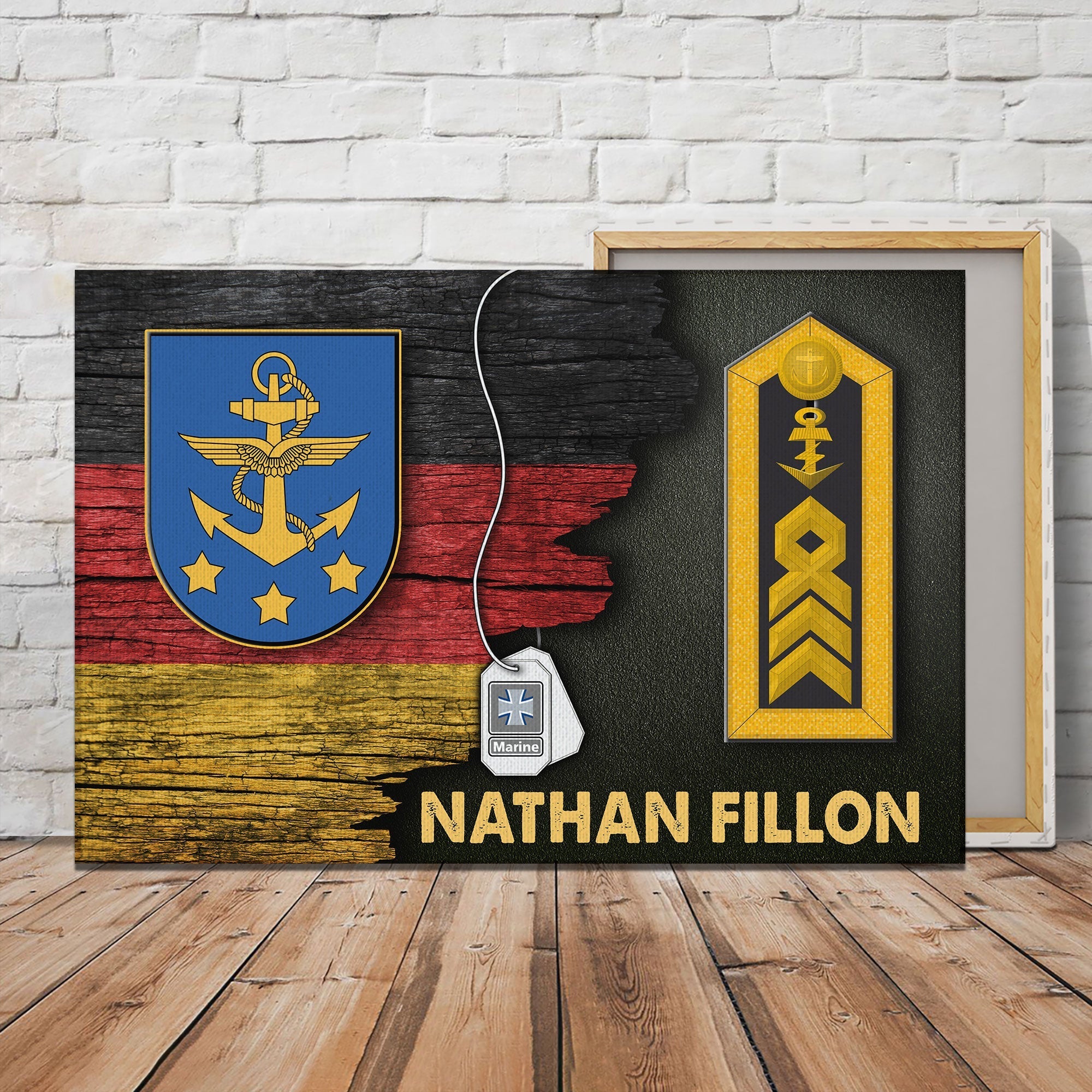 Personalize Name and Ranks- Navy Command Coat Of Arms Of The German Navy Headquarters Canvas