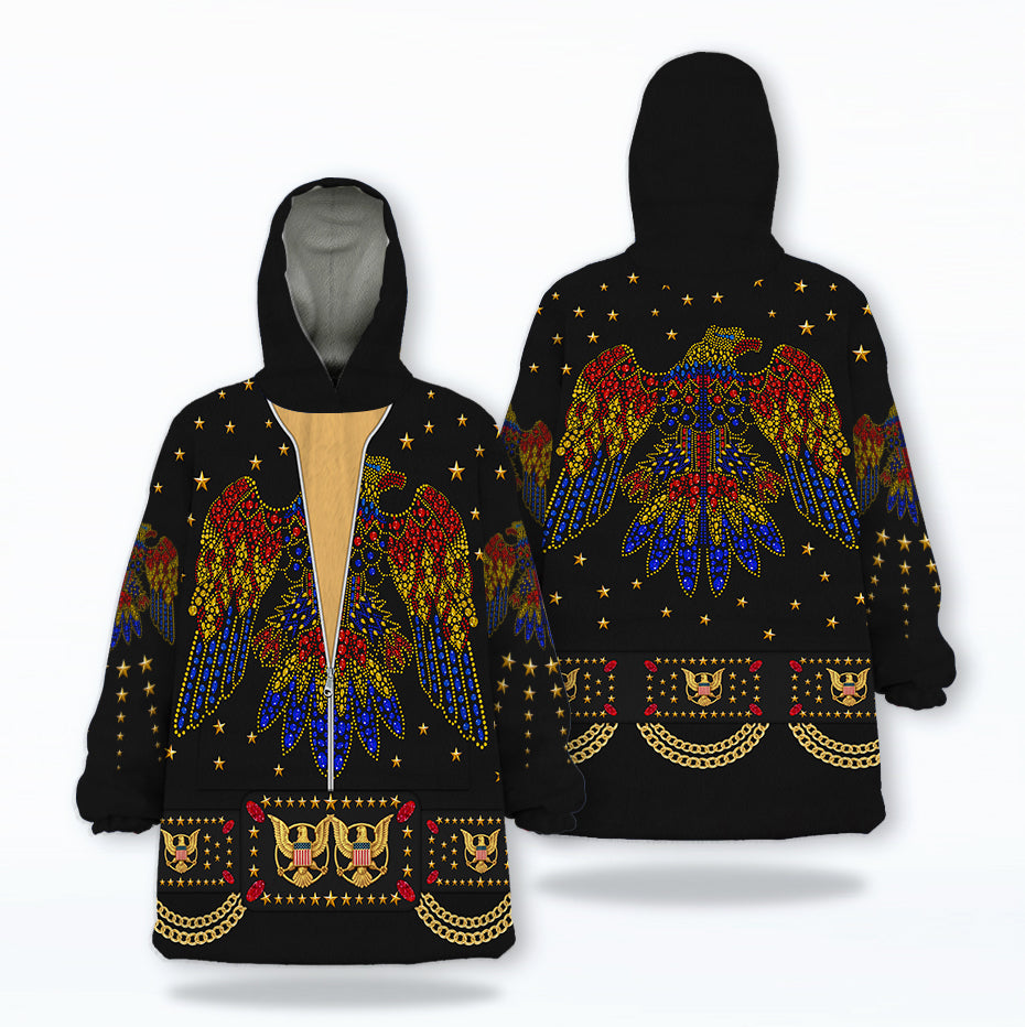 MakerHuman Elvis EAGLE Black Cosplay & Costume Over Size Hoodie Fleece One Size