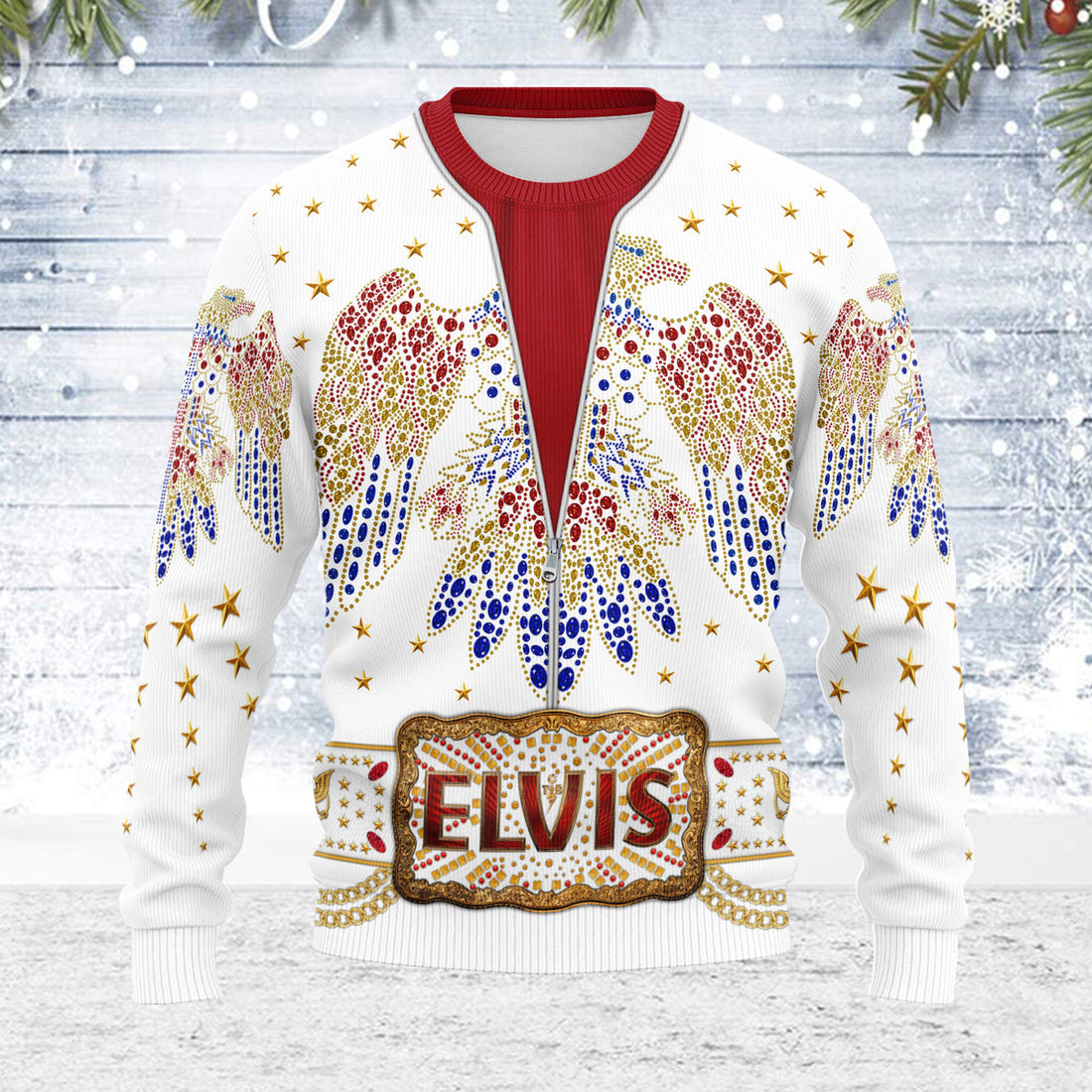 MakerHuman Elvis Aloha Eagle Christmas Wool Sweater