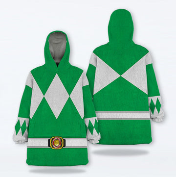 Green Ranger Mighty Morphin Over Size Snug Hoodie Fleece One Size