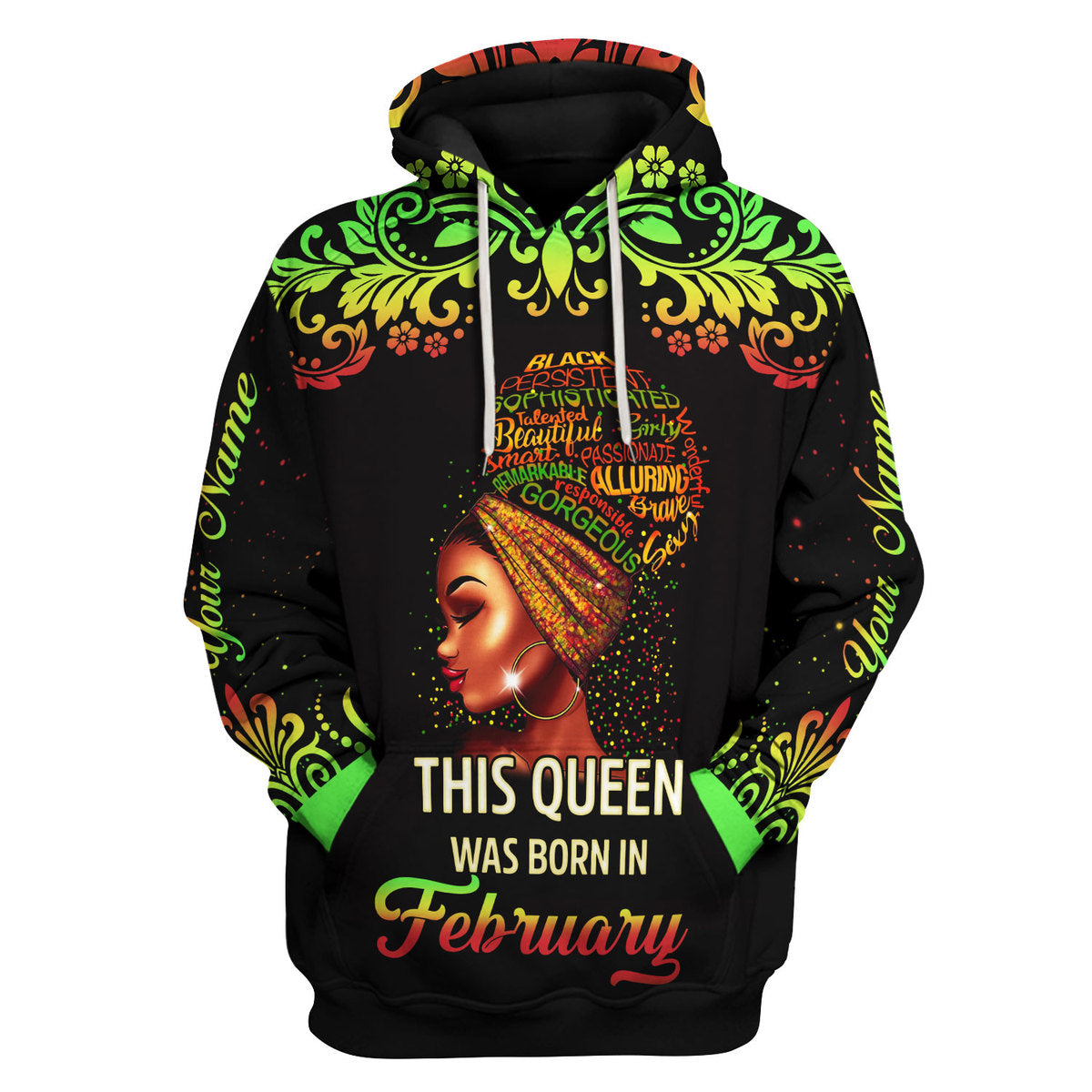 YMskins Personalized Hoodie February Girl I Am 100% Me All Over Printed
