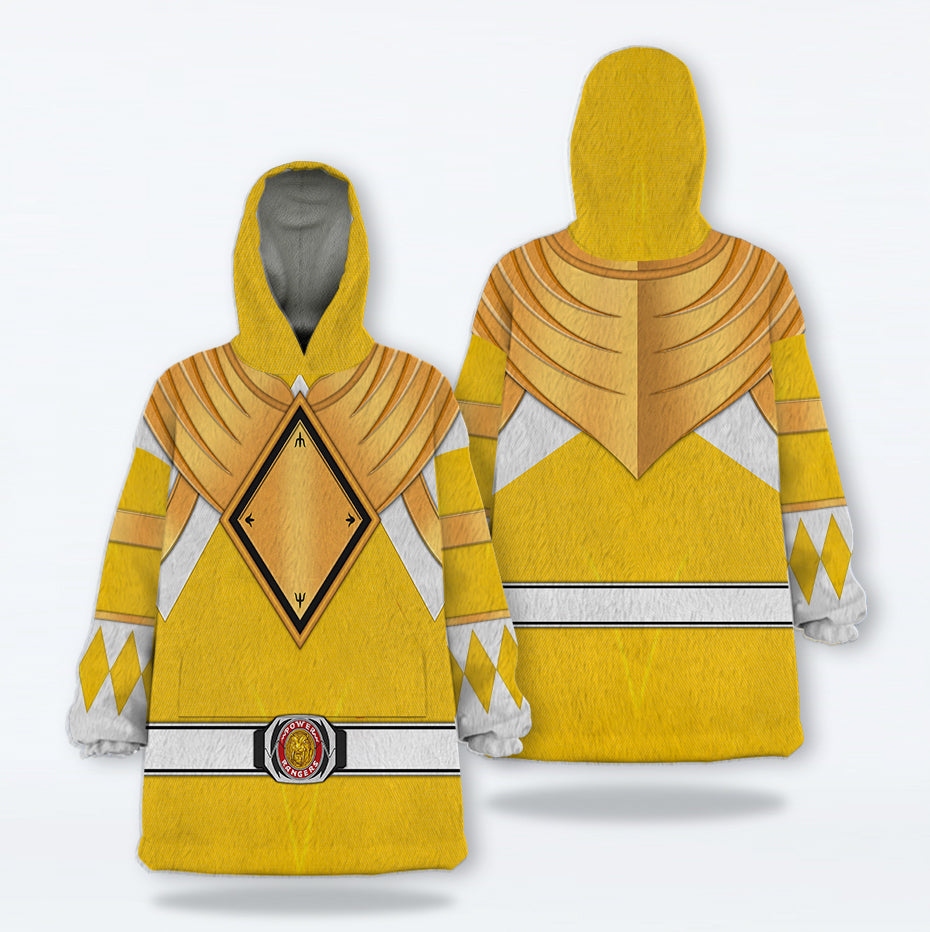 Yellow Ranger Dragon Shield Over Size Snug Hoodie Fleece One Size