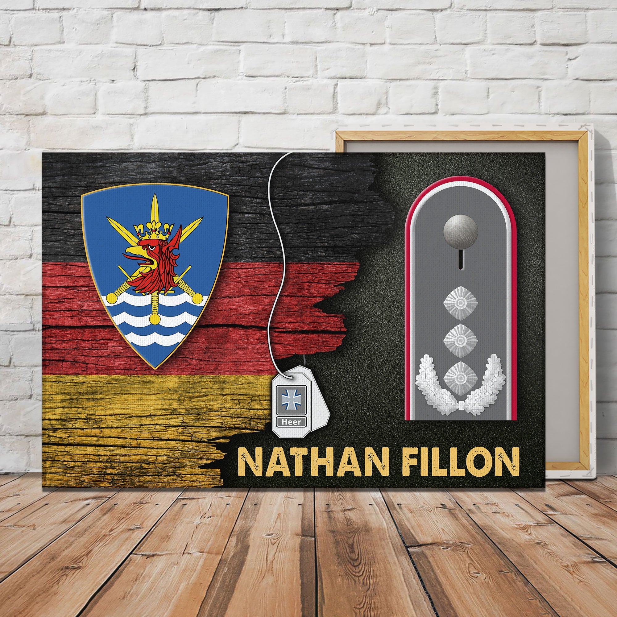 YMskins Multinational Corps North East Heer German Half Flag With Military Ranks/Insignia Canvas