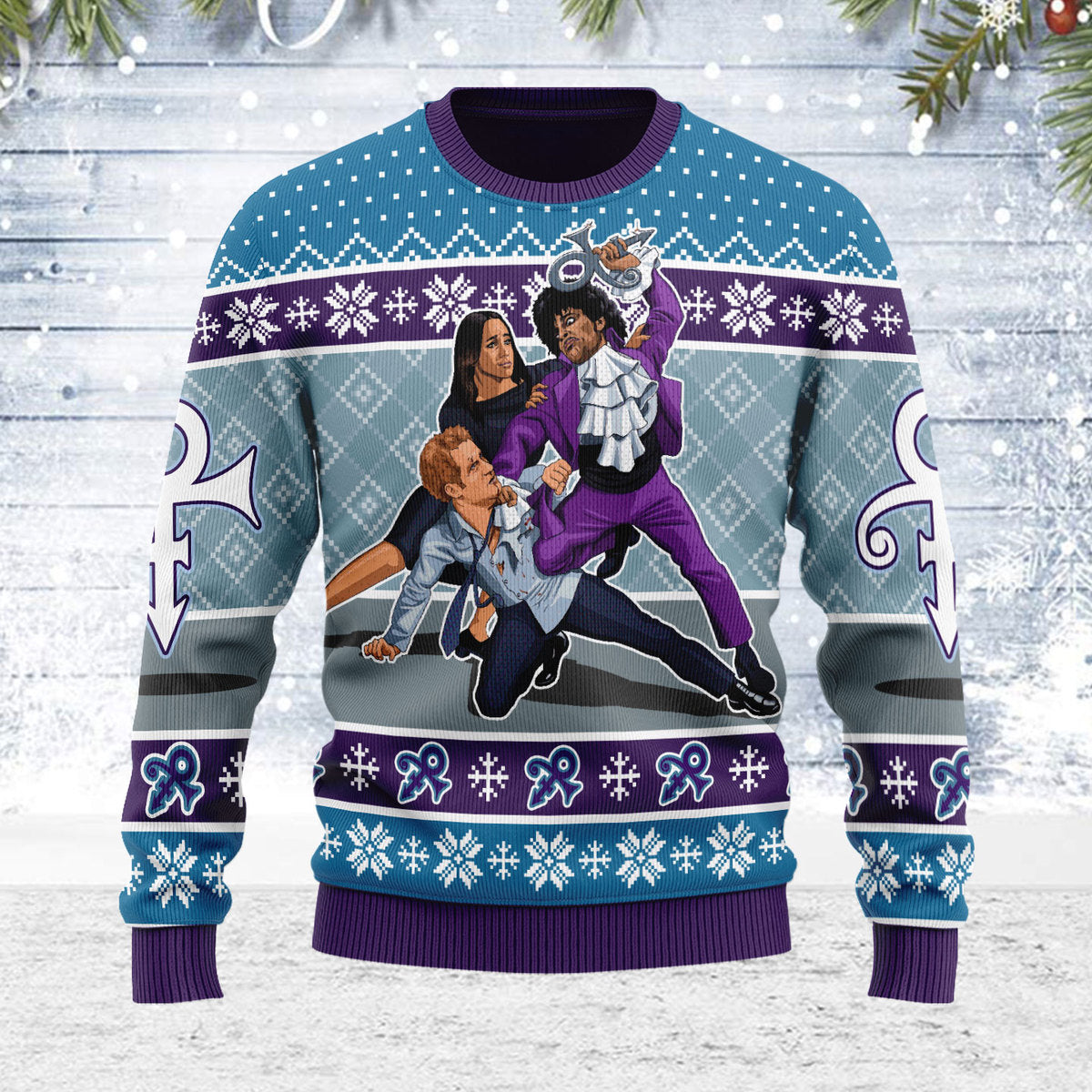 Prince Having a Fight with Prince Harry Meme Christmas Wool Sweater