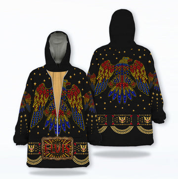 MakerHuman Elvis Aloha Black Cosplay & Costume Over Size Hoodie Fleece One Size