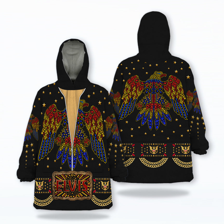 MakerHuman Elvis Aloha Black Cosplay & Costume Over Size Hoodie Fleece One Size