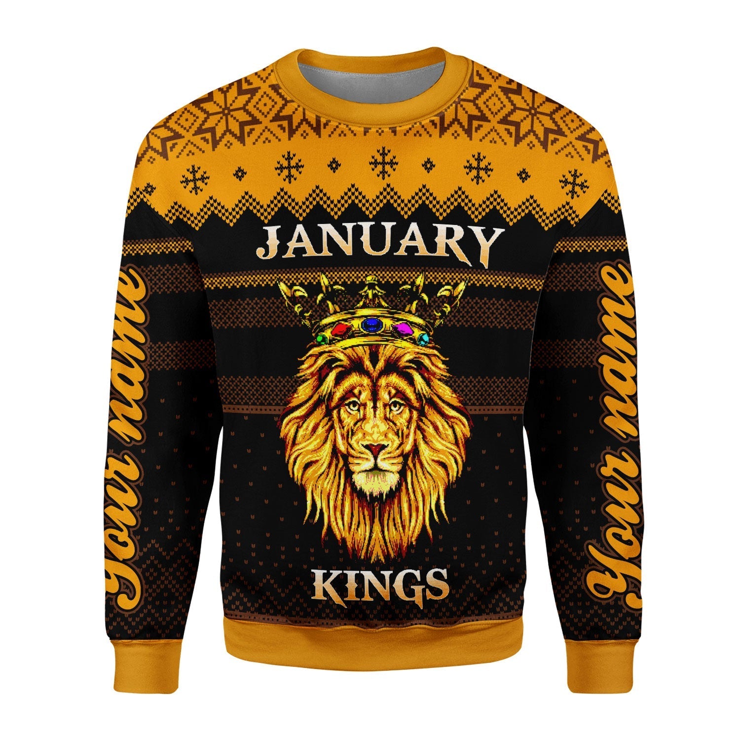 YMskins Personalized Ugly Sweater January Guy Kings Are Born In January All Over Printed