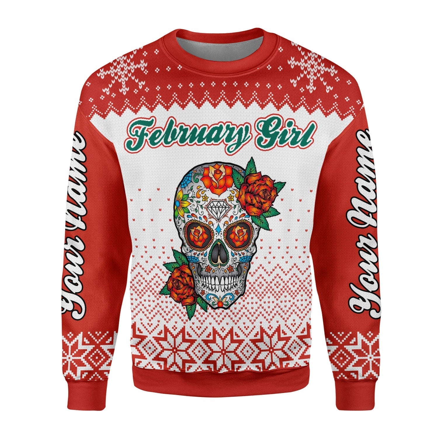 YMskins Personalized Ugly Sweater February Girl All Over Printed