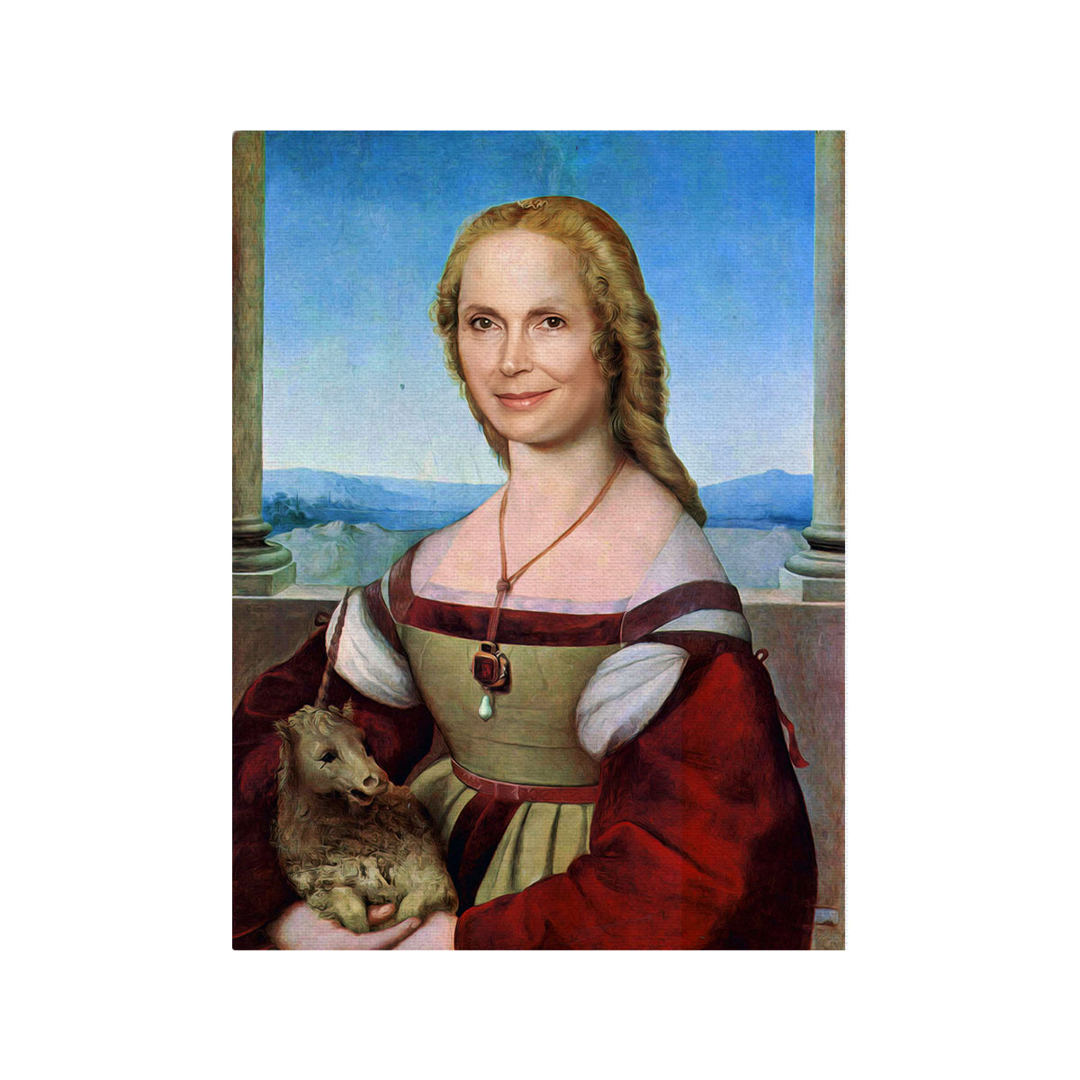Personalized Canvas Young Woman With Unicorn