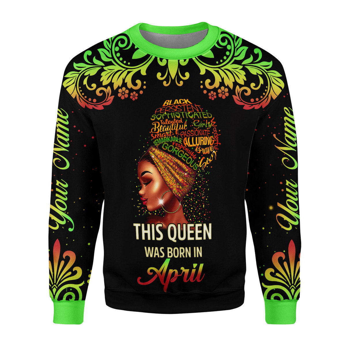 YMskins Personalized Ugly Sweater April Girl I Am 100% Me All Over Printed